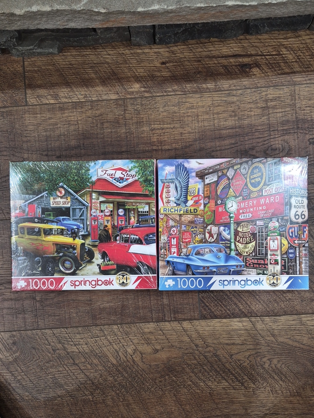 New Springbok 1000 Piece Puzzles Lot Of 2 - Hot Rod Cafe & Route 66